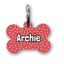 Load image into Gallery viewer, Red Polka Dots Bone Dog Tag

