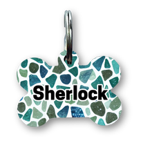 Load image into Gallery viewer, Teal Mosaic Bone Dog Tag
