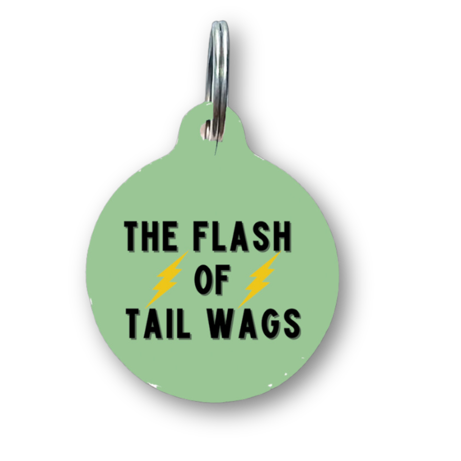 The Flash of Tail Wags Funny Dog Tag