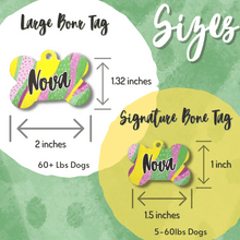 Load image into Gallery viewer, Teal Dancing Dots Bone Dog Tag
